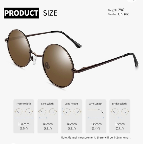 FINAL SALE! Joopin Brown Hippie Circle Sunglasses - Picture 4 of 5